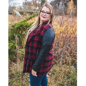 Missguided Buffalo Plaid & faux leather jacket